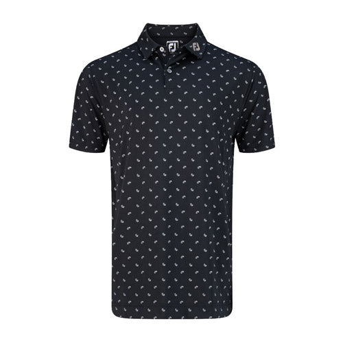 FootJoy Lisle Paisley Golf Polo (Athletic Fit)- Black/Charcoal