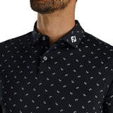 FootJoy Lisle Paisley Golf Polo (Athletic Fit)- Black/Charcoal