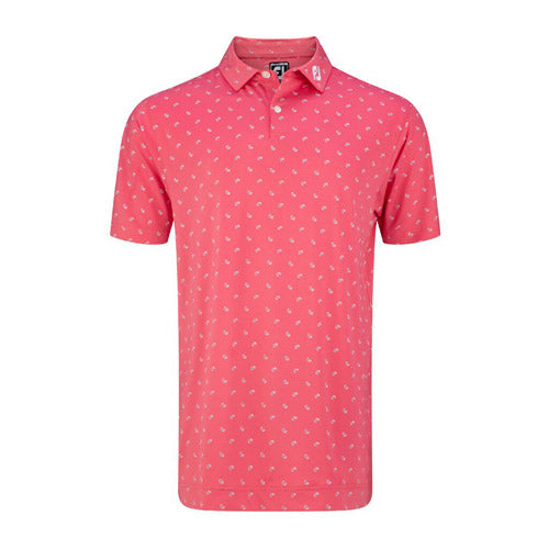 FootJoy Lisle Paisley Golf Polo (Athletic Fit)- C Red/Grey