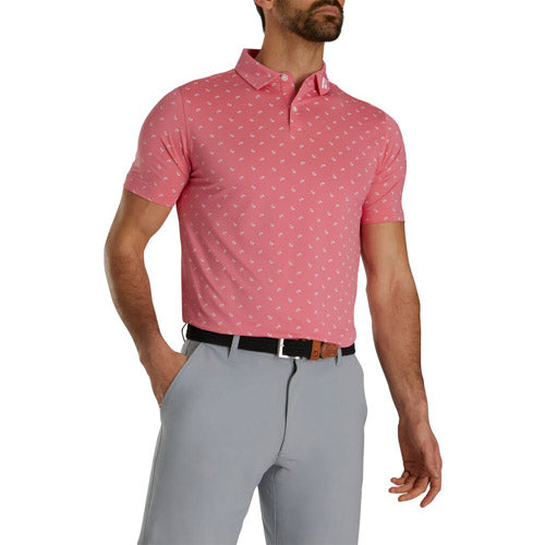 FootJoy Lisle Paisley Golf Polo (Athletic Fit)- C Red/Grey