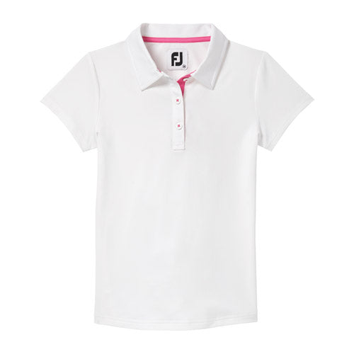 Load image into Gallery viewer, FootJoy Junior Girl Golf Print Polo -  White
