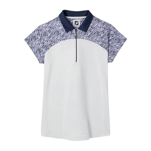 Load image into Gallery viewer, FootJoy Women&#39;s Cap Sleeve Block Polo - Purple/White
