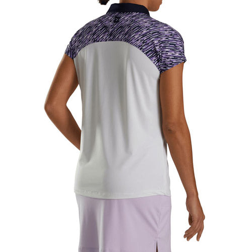 Load image into Gallery viewer, FootJoy Women&#39;s Cap Sleeve Block Polo - Purple/White
