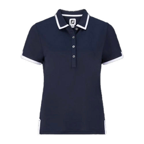 Load image into Gallery viewer, FootJoy Women&#39;s Stretch Pique Trim Polo - Navy/White
