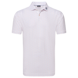 Bounce Print Pique - White/Hibiscus