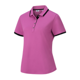 Stretch Pique Solid Shirt w/Trim - Berry/Black