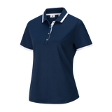 Stretch Pique Solid Shirt w/Trim - Navy/White