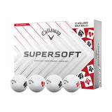 Callaway Supersoft golf balls packaging with four golf balls displayed in front.