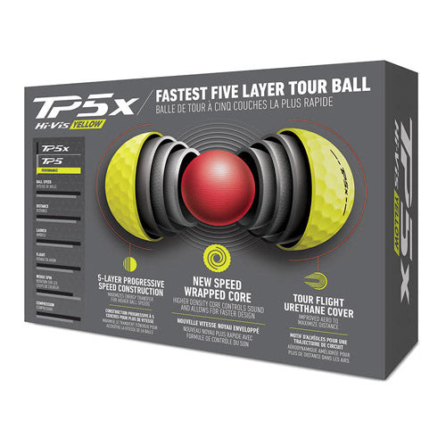 TaylorMade TP5x Golf Balls 1 Doz - Hi Vis Yellow