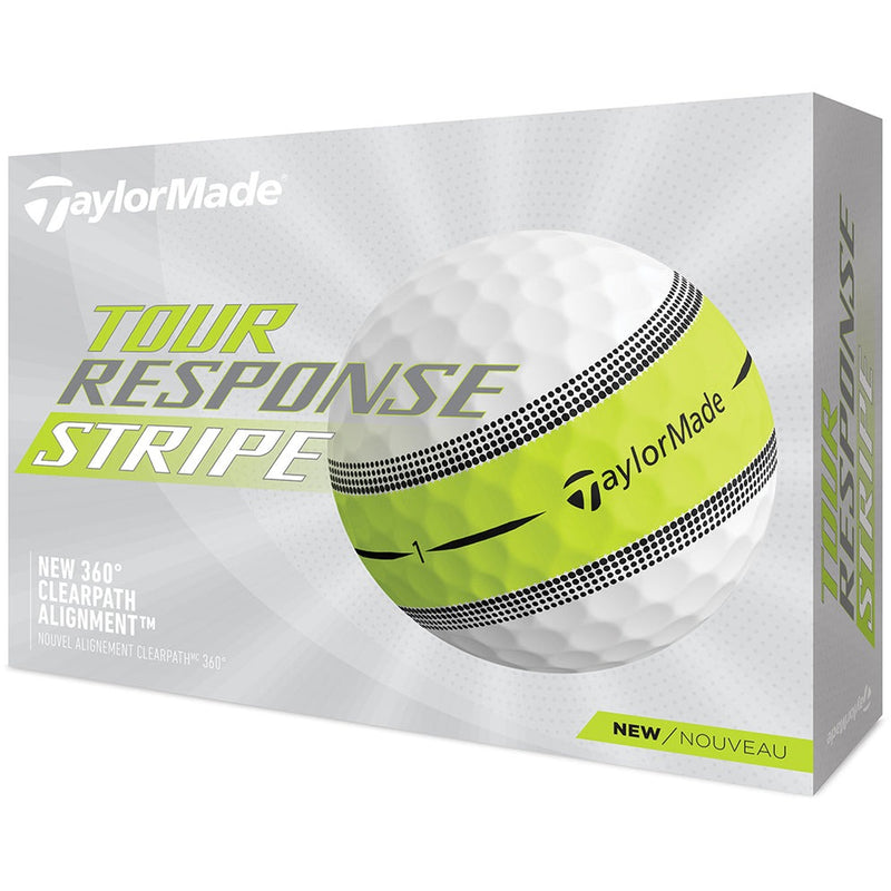 Load image into Gallery viewer, TaylorMade Tour Response Stripe Balls 1 Doz - White/Yellow
