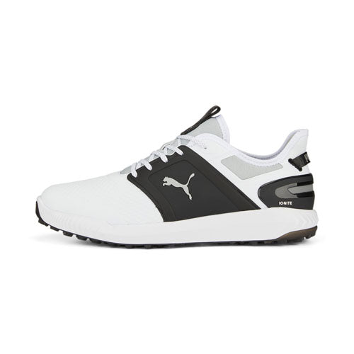 Puma IGNITE Elevate Wide Golf Shoes - White/Black/Silver