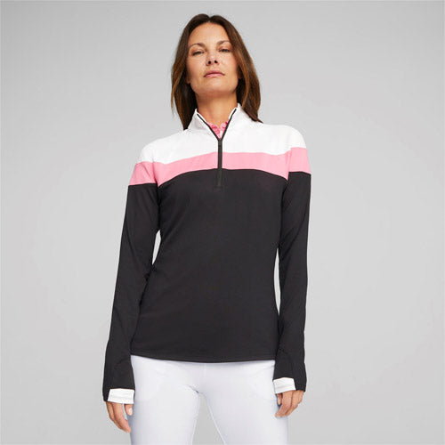 Load image into Gallery viewer, PUMA Women&#39;s Lightweight Â¼ Zip Sweater - Black/Strawberry
