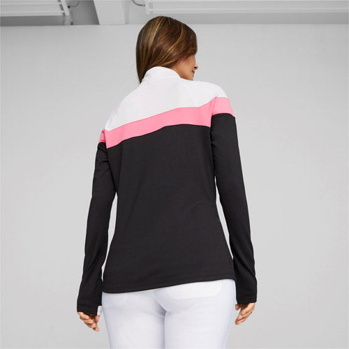 Load image into Gallery viewer, PUMA Women&#39;s Lightweight Â¼ Zip Sweater - Black/Strawberry
