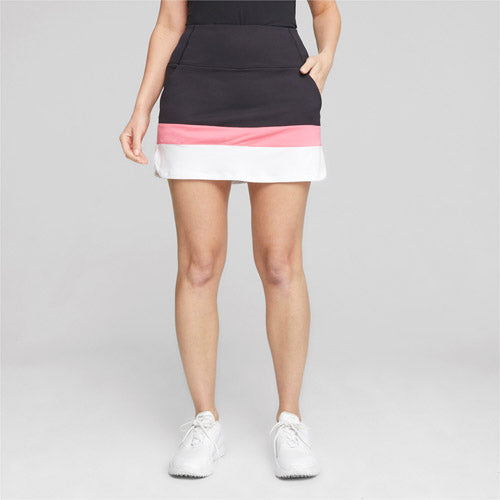 Load image into Gallery viewer, PUMA Women&#39;s PWRMESH Colourblock Skirt - Black/Starwberry
